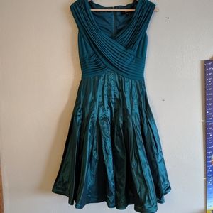 Tadashi Collection teal flared dress sz M